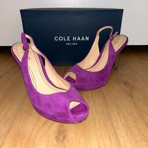 Cole Haan Nike Air Purple Suede Peep-Toe Heels